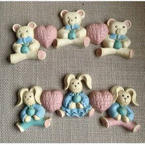 Homeco Vintage Wall Nursery wall decor Set Bunny And Teddy Bear